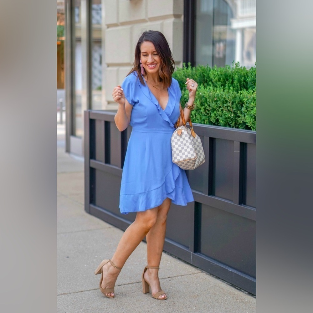 Sunday Best Aritzia Blue Ruffle Wrap Dress Size 2 - Picture 10 of 12